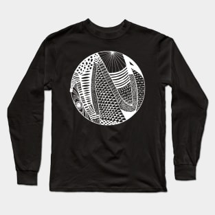 Snake Eye Circle Zentangle Pattern Design Long Sleeve T-Shirt